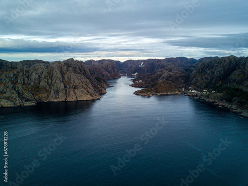 Beautiful aerial view of the Fjords in Norway