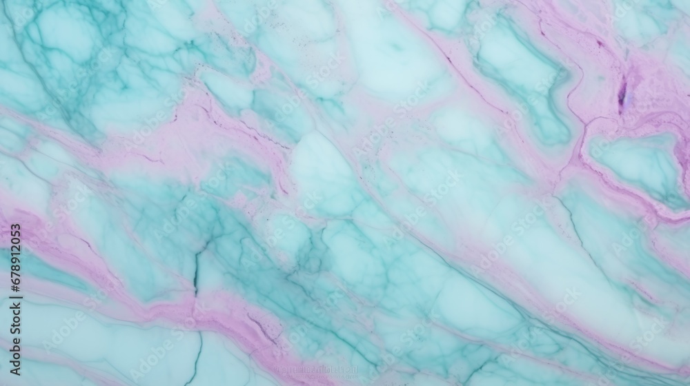 Mint Marble with Pink Sapphire Horizontal Background. Abstract stone texture backdrop. Bright natural material Surface. AI Generated Photorealistic Illustration.