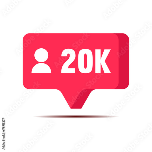 Thank you 20k followers celebration social media notification