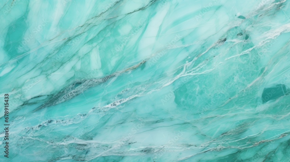 Naklejka premium Mint Marble with Turquoise Horizontal Background. Abstract stone texture backdrop. Bright natural material Surface. AI Generated Photorealistic Illustration.