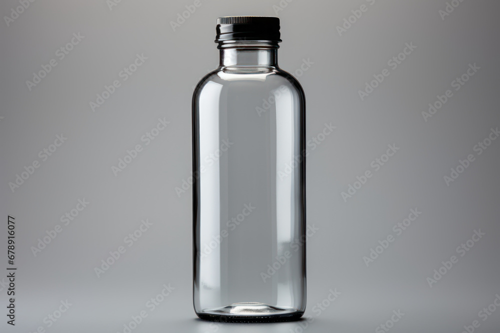 A plain glass bottle, ready for custom label and packaging designs. Generative Ai. A plain glass bottle, ready for custom label and packaging designs. Generative Ai.