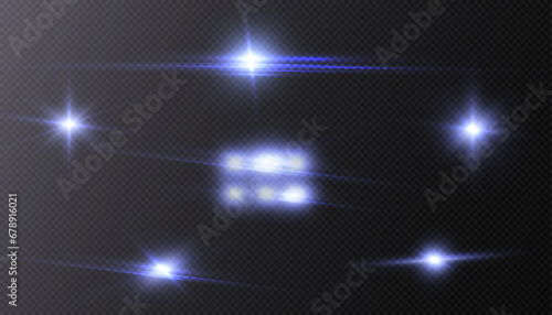 Blue light effects collection set. Vector