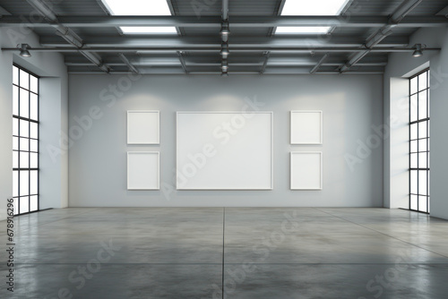 A blank, minimalist art gallery wall, open to a variety of art and exhibition concepts. Generative Ai.