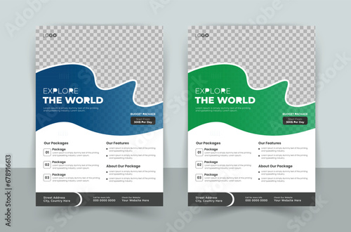 Travel flyer template design, travel leaflet design