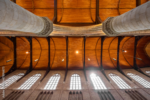 Interior view of historic Nieuwe Church in Delft, Netherlands built from 1393 to 1655.
