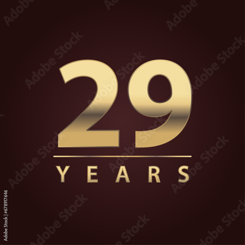 29 years for celebration events, anniversary, commemorative date. twenty nine years gold logo