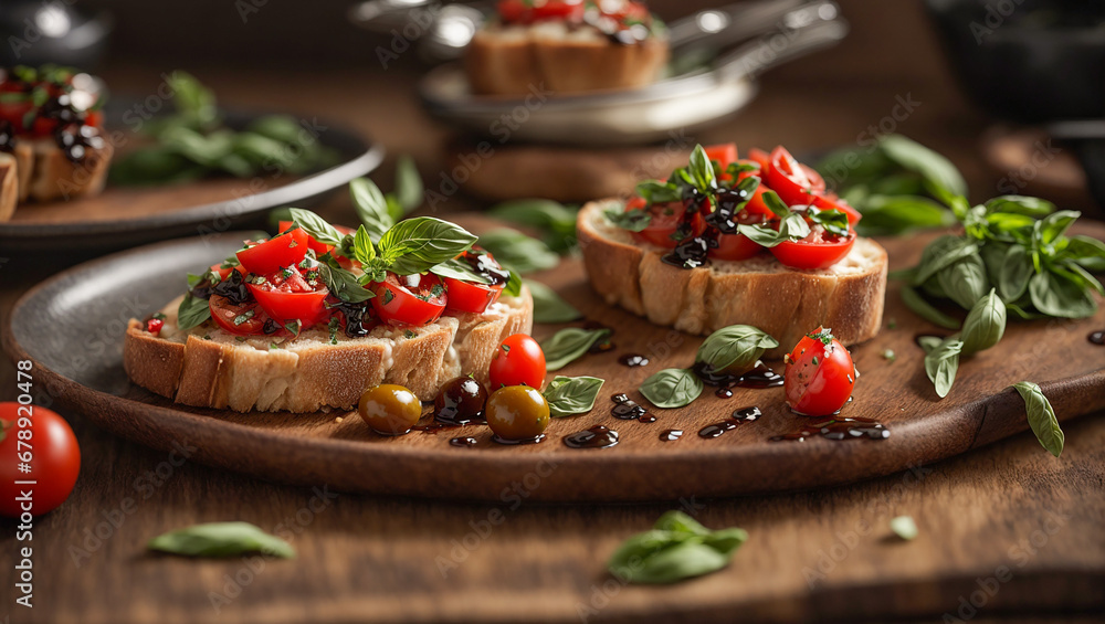 bruschetta with tomato, cheese, basil bruschetta with tomato, cheese, basil
