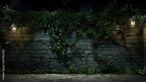 Enchanting 1830s French Stone Wall Covered in Hanging Ivy  A Timeless Beauty