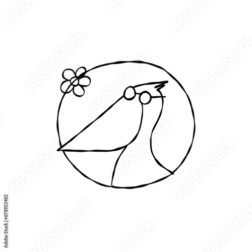 Funny pelican character isolated on white for your design. Colouring page