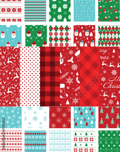 Christmas pattern set. Christmas background collection. Christmas illustration