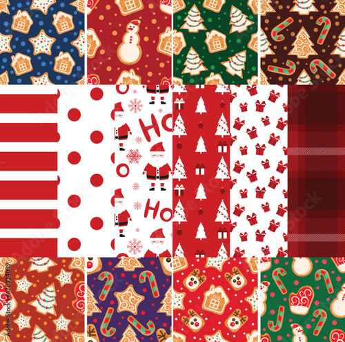 Christmas pattern set. Christmas background collection. Christmas illustration