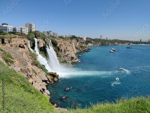 Beautiful view of the ocean in Antalya, Turkey on a sunny day