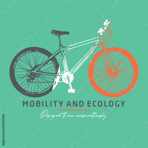 Bicycle silhouette vector illustration. Art alluding to ecology and mobility.