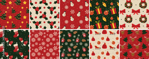 Christmas pattern set. Christmas background collection. Christmas illustration