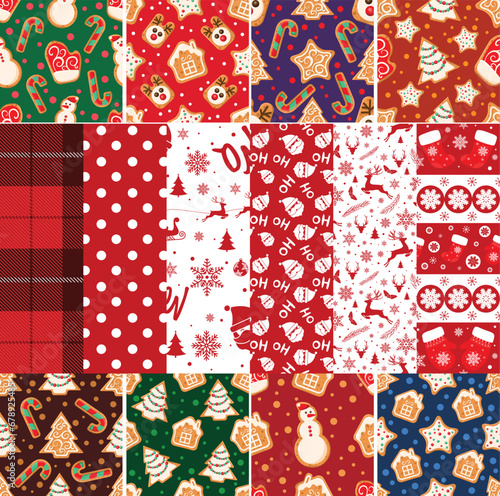 Christmas pattern set. Christmas background collection. Christmas illustration