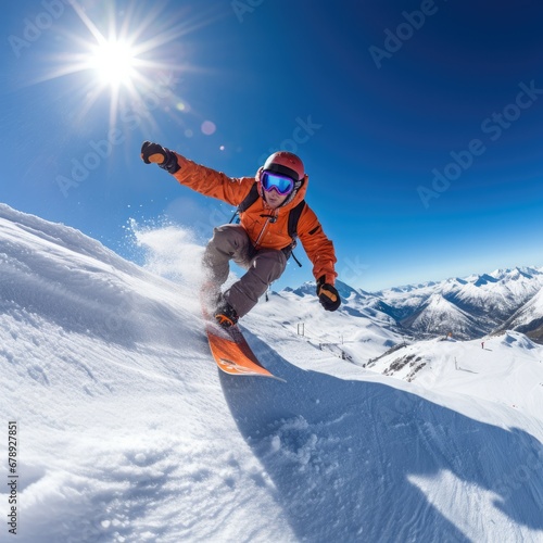 Thrilling Snowboarder: Capturing the Perfect 360 Flip in Action