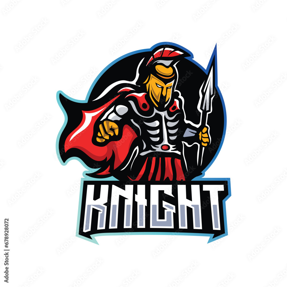 knight logo mascot illustrator template for your e-sport