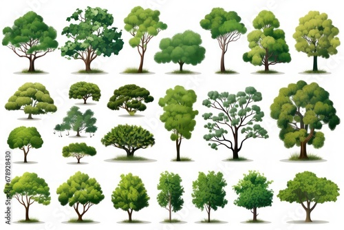 Variety of Trees and Bushes in Nature's Palette Generative AI