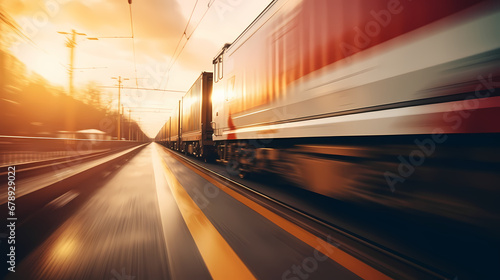 Train Moving In Motion Blur