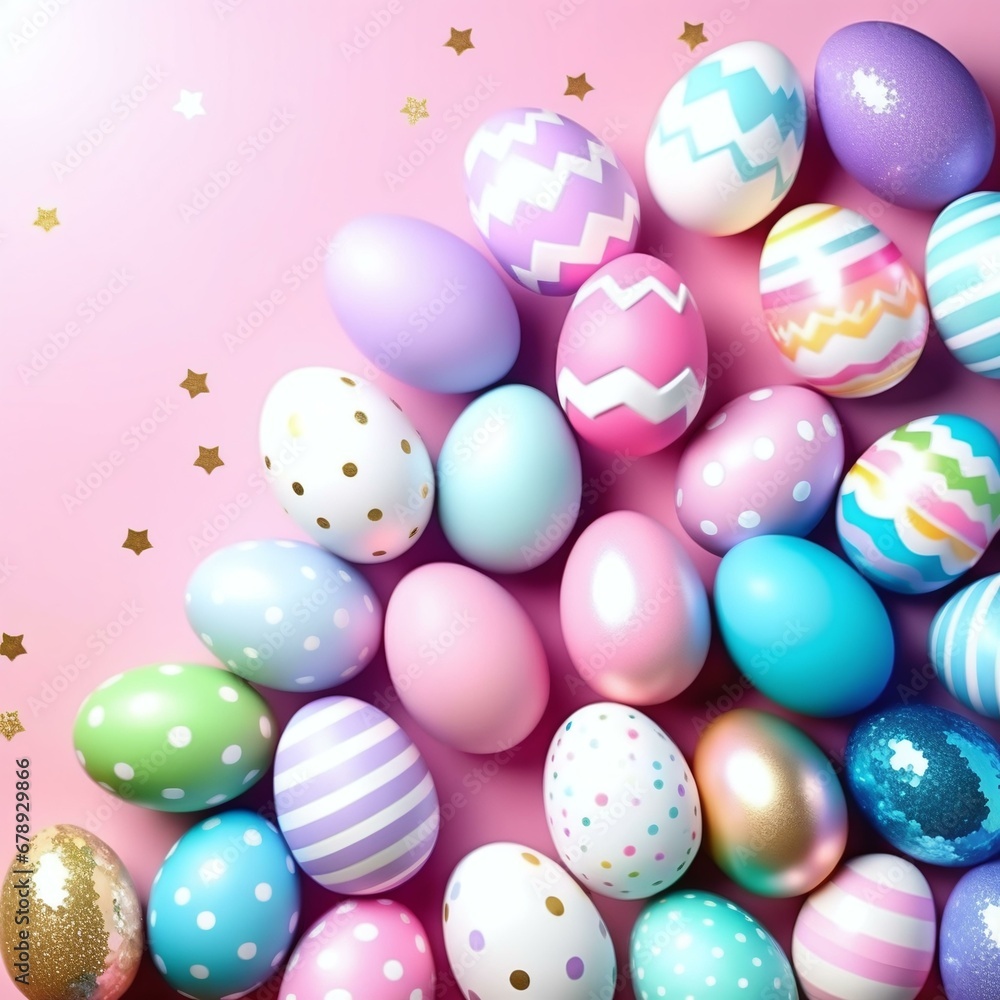 Easter Delight: Colorful Painted Eggs Background