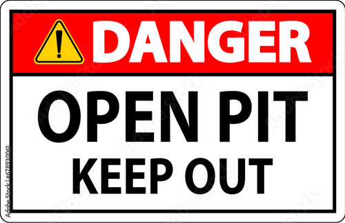 Danger Open Pit Sign Open Pit Keep Out