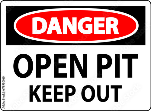 Danger Open Pit Sign Open Pit Keep Out