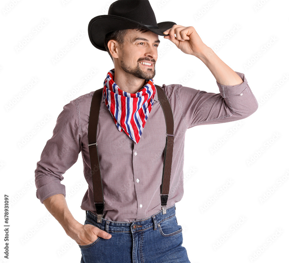 Handsome cowboy on white background Handsome cowboy on white background