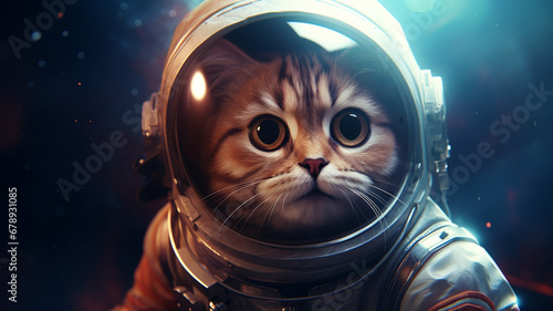 a closeup of a cute cat in a spacesuit	
