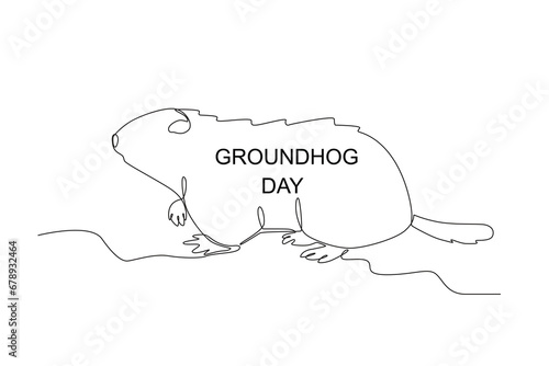 A cute groundhog. Groundhog day one-line drawing