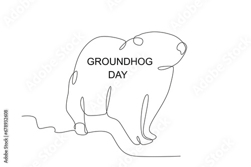 A groundhog saw his shadow. Groundhog day one-line drawing