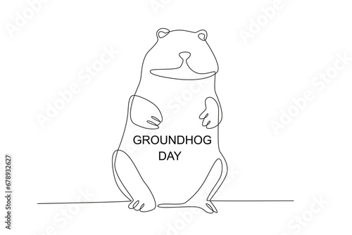 A Groundhog Day celebration concept. Groundhog day one-line drawing