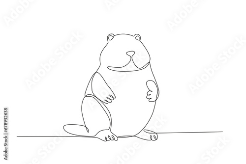 A fat groundhog stood up. Groundhog day one-line drawing