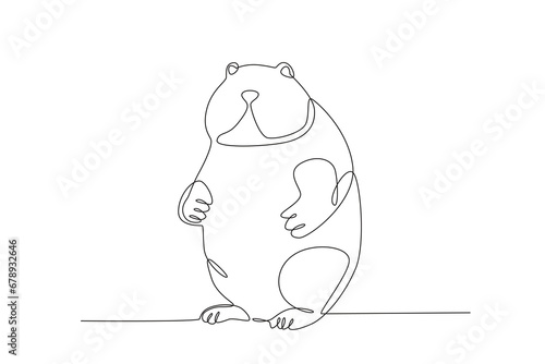 A groundhog predicts the seasons. Groundhog day one-line drawing