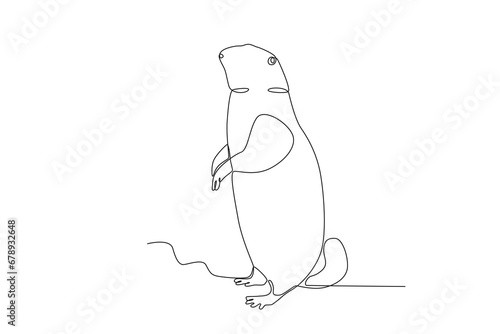 Illustration of Groundhog Day celebration. Groundhog day one-line drawing