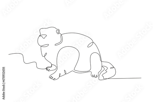 A groundhog walked looking at his shadow. Groundhog day one-line drawing