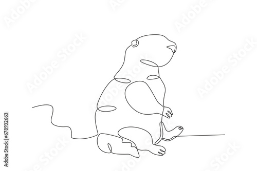 A groundhog sitting down. Groundhog day one-line drawing