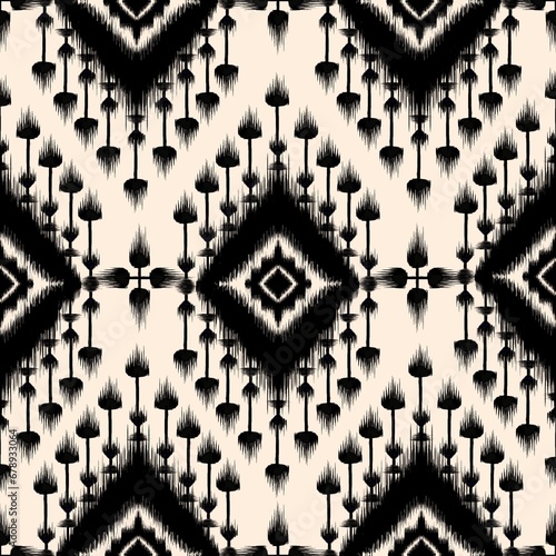 Classic African Ikat paisley embroidery and mix Thai knitted embroidery.geometric ethnic oriental seamless pattern traditional , graphic texture art background for your design