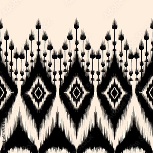 Classic African Ikat paisley embroidery and mix Thai knitted embroidery.geometric ethnic oriental seamless pattern traditional , graphic texture art background for your design