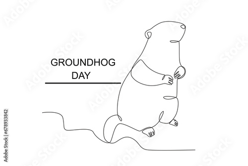 A winter forecaster groundhog. Groundhog day one-line drawing