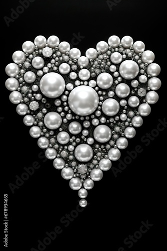 pearl heart on black background