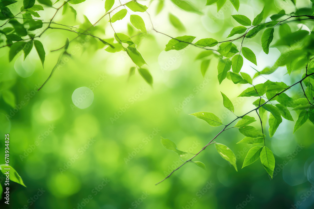 Nature of green leaf in garden at summer. Closeup beautiful Natural green leaves plants using as spring background. Generative AI. Nature of green leaf in garden at summer. Closeup beautiful Natural green leaves plants using as spring background. Generative AI.