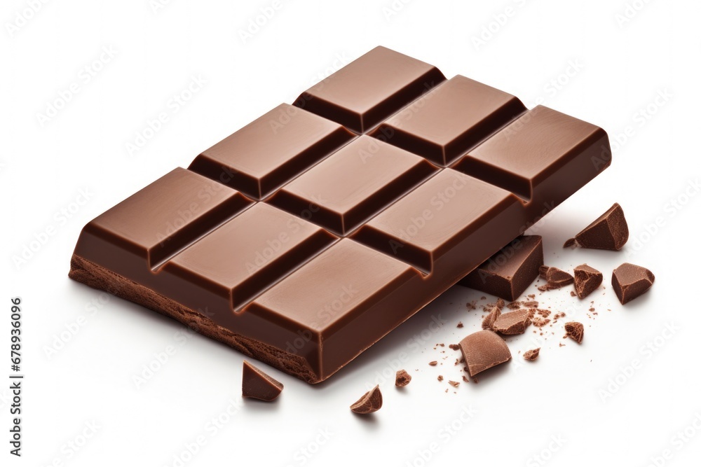 Chocolate bar illustration, white background. Generative AI Chocolate bar illustration, white background. Generative AI