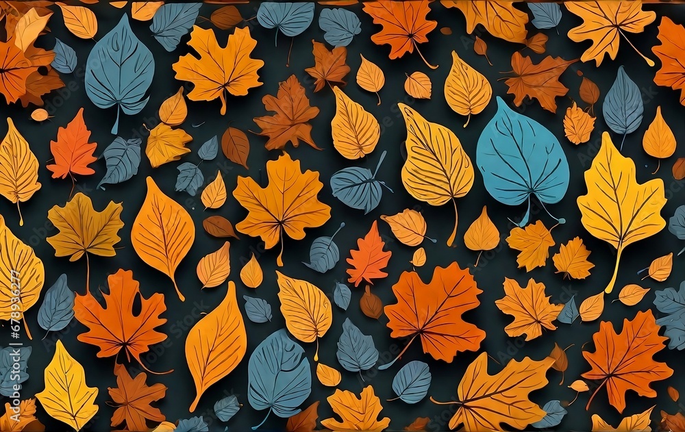 Leaf fall seamless background. Autumn pattern. Vector illustration  created with generative ai