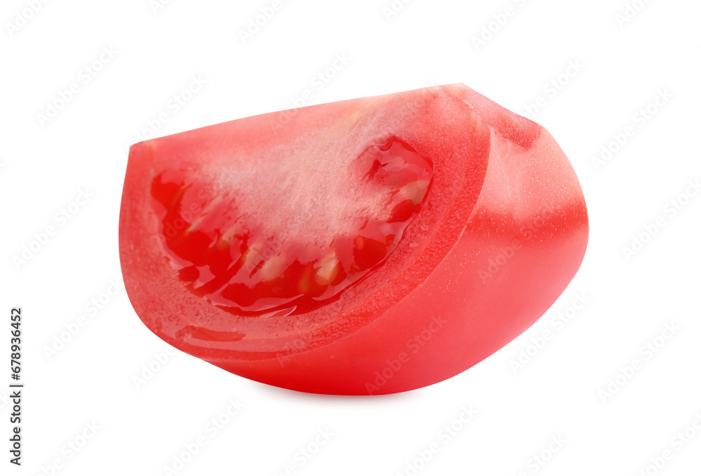Piece of red ripe tomato isolated on white Piece of red ripe tomato isolated on white