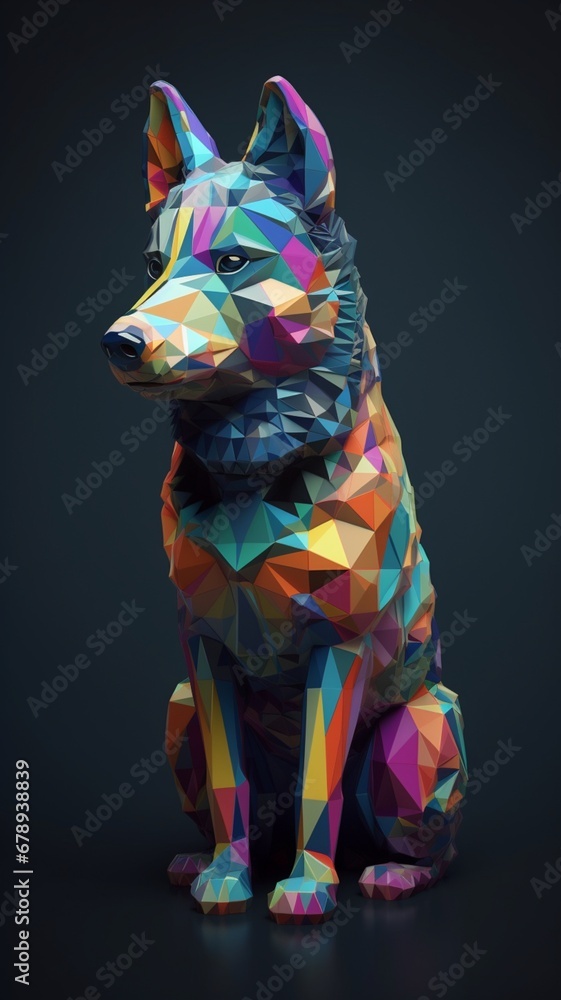 Surreal geometric husky made by dave quiggle Ai generated art