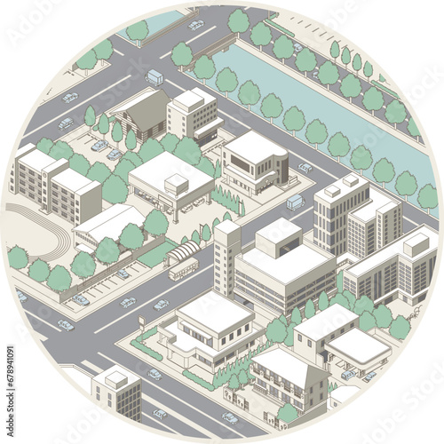 街並みの立体図. 都市の景観. 