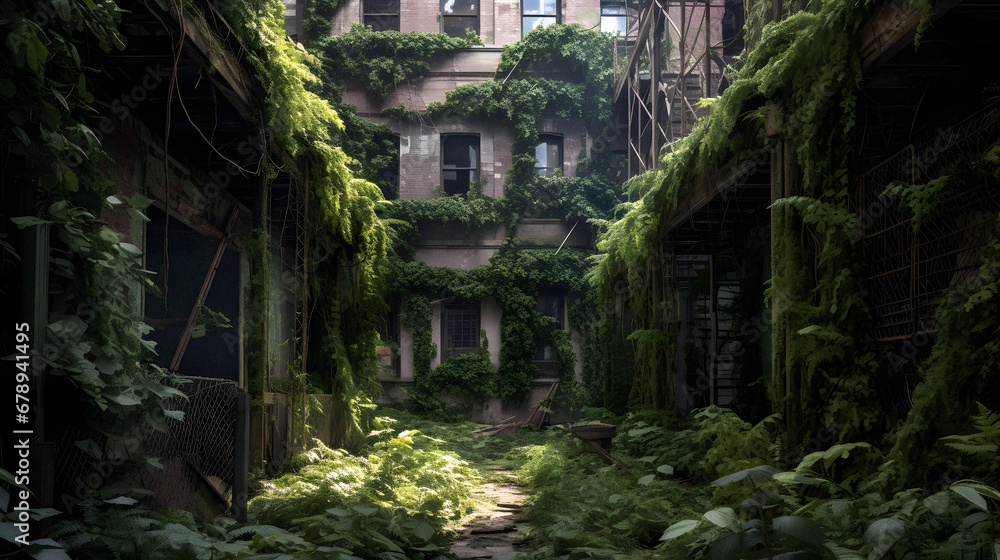 Nature Reclaims a Post-Humanity City. Generative AI. Nature Reclaims a Post-Humanity City. Generative AI.