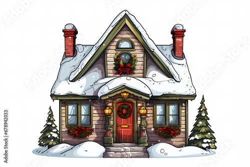 christmas house exterior  christmas decorations  winter desktop background  christmas card