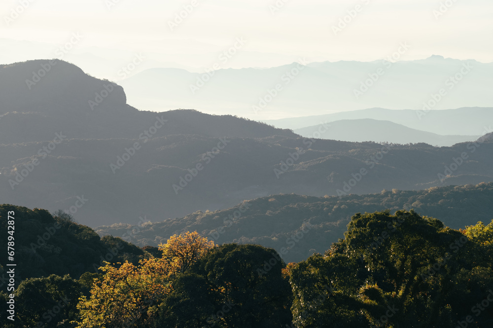 landscape with mountains in the morning