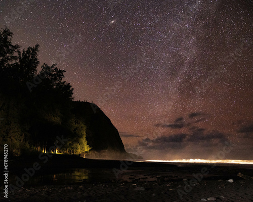 Milky way from the beach in Waipio valley photo